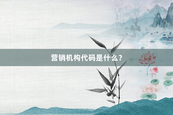 营销机构代码是什么？